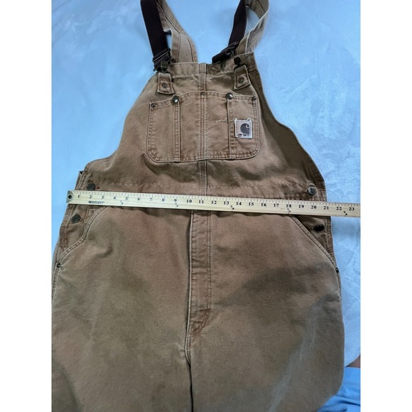 Carhartt 42 x 30 Duck Insulated Bib Overalls R27 Double Knee Union Made USA - Picture 10 of 15